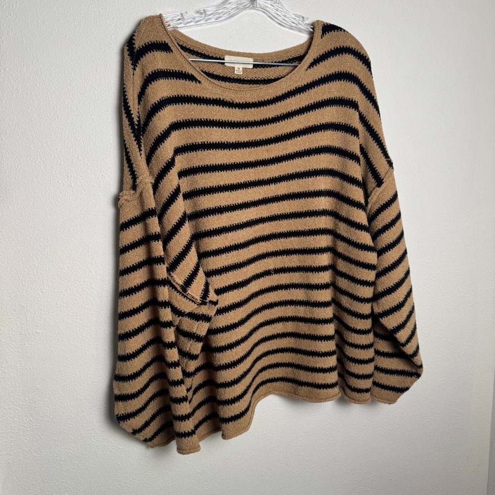 Promesa‎ Black and Tan Striped Cozy and Soft Womens  Oversized Sweater